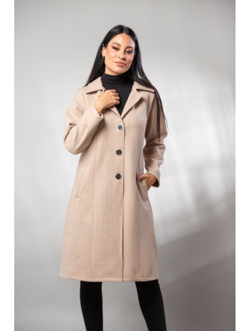παλτο μακρυ με τσεπες και κουμπια εκρού σε προσφορά
