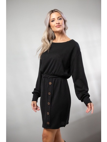 φορεμα με λαστιχο στην μεση και διακοσμητικα κουμπια γκρι σε προσφορά