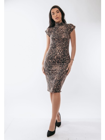 φορεμα midi λεοπαρ αμανικο μαύρο σε προσφορά