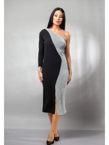 φορεμα midi μισο lurex με ενα μανικι ασημί σε προσφορά