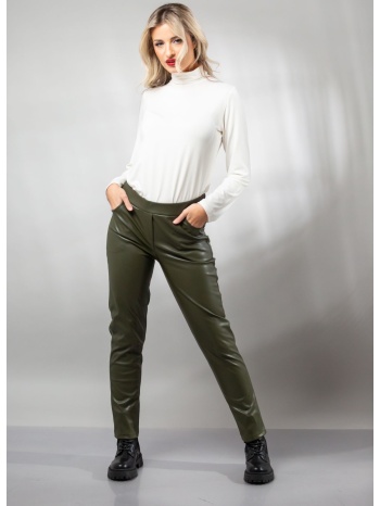 παντελονι δερματινη με τσεπες χακί σε προσφορά