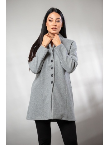 παλτο κοντο με τσεπες και κουμπια γκρι σε προσφορά