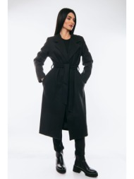 παλτο μακρυ με ζωνη μαύρο