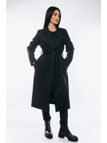 παλτο μακρυ με ζωνη μαύρο σε προσφορά
