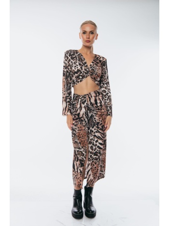 σετ τοπ με φουστα λεοπαρ μαύρο σε προσφορά
