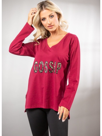 μπλουζα βε με τυπωμα μπορντό σε προσφορά