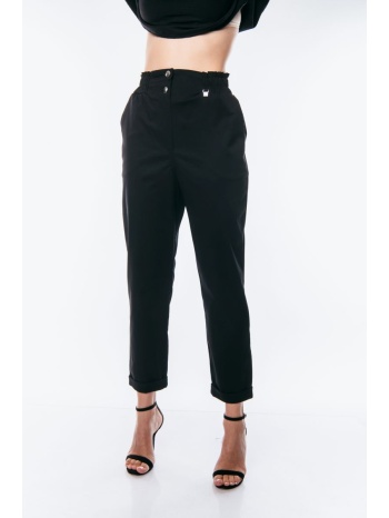 παντελονι paperbag με ρεβερ μαύρο σε προσφορά
