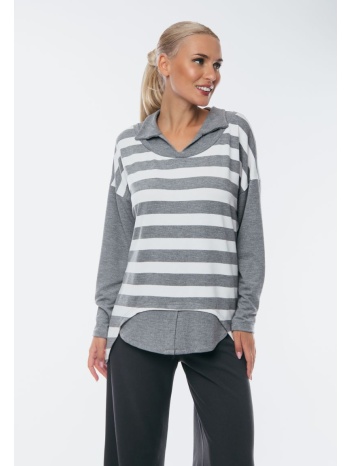 μπλουζα διχρωμη με γιακα πλεκτη γκρι σε προσφορά