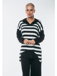 μπλουζα διχρωμη με γιακα πλεκτη μαύρο