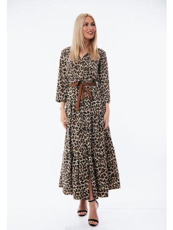 φορεμα εμπριμε μακρυ με ζωνη λεοπάρ σε προσφορά