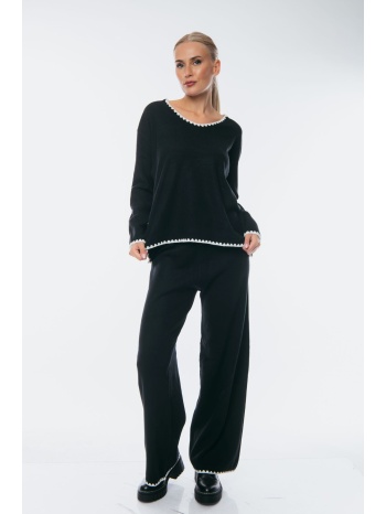 σετ μπλουζα & παντελονα πλεκτη μαύρο σε προσφορά