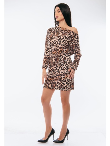 φορεμα λεοπαρ με εξω ωμους μαύρο σε προσφορά