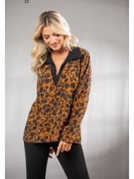 μπλουζα εμπριμε με γιακα μαύρο