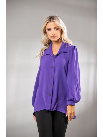 πουκαμισο με πενσα στην πλατη και μανσετα στα μανικια μοβ σε προσφορά