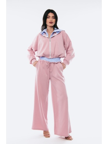 σετ ζακετα και παντελονα με ριγε λεπτομερειες ροζ σε προσφορά