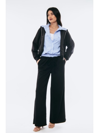 σετ ζακετα και παντελονα με ριγε λεπτομερειες μαύρο σε προσφορά