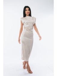 φορεμα maxi σατεν μπεζ