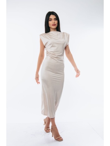 φορεμα maxi σατεν μπεζ σε προσφορά