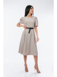 φορεμα midi με ζωνη γκρι
