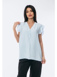 μπλουζα με βολαν μανικι σιέλ