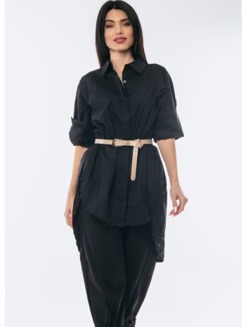 πουκαμισα με γυριστο μανικι μαύρο σε προσφορά