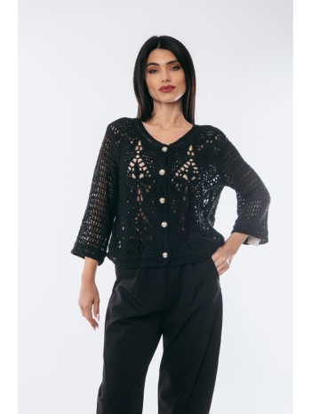 ζακετα δαντελα με χρυσα κουμπια μαύρο σε προσφορά