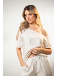 μπλουζα με εξω ωμο χακί