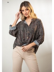 μπλουζα εμπριμε με κομπο και γυριστα μανικια εμπριμέ 4