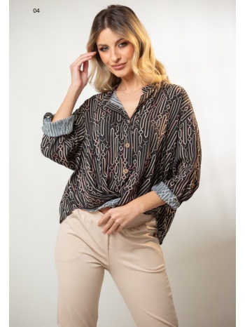 μπλουζα εμπριμε με κομπο και γυριστα μανικια εμπριμέ 4