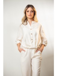 πουκαμισο με κομπο και γυριστο μανικι εκρού
