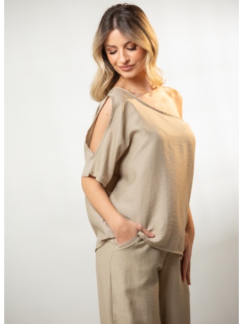 μπλουζα με εξω ωμο μπεζ