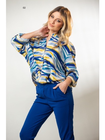 μπλουζα εμπριμε με κομπο και γυριστα μανικια εμπριμέ 2