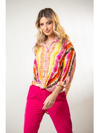 μπλουζα εμπριμε με κομπο και γυριστα μανικια εμπριμέ 3