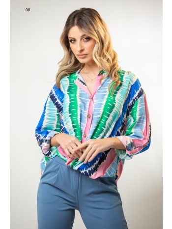 μπλουζα εμπριμε με κομπο και γυριστα μανικια εμπριμέ 8