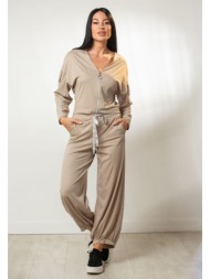 παντελονα με τσεπες και λαστιχο μπεζ