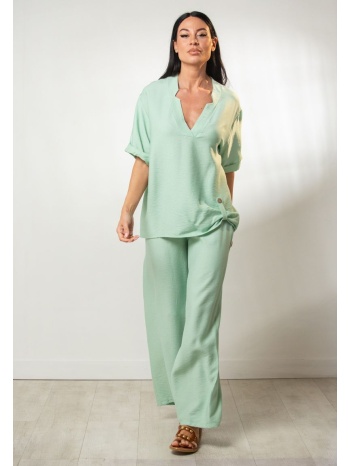 παντελονα με λαστιχο στην μεση μέντα σε προσφορά