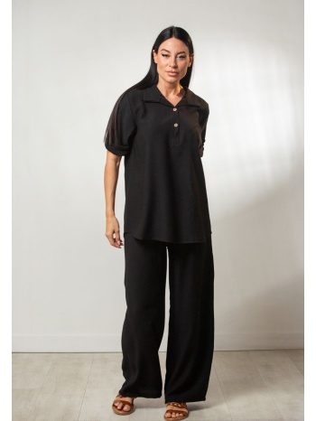 παντελονα με λαστιχο στην μεση μαύρο σε προσφορά