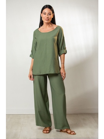 παντελονα με λαστιχο στην μεση χακί σε προσφορά