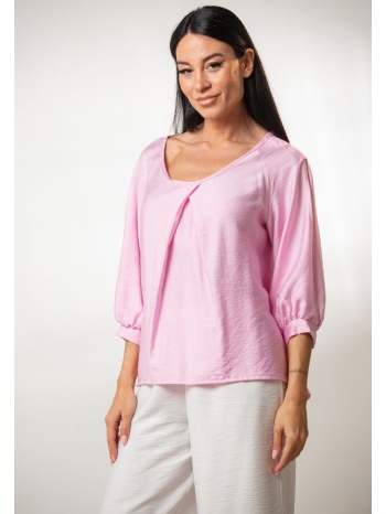 μπλουζα με πιετα και ανοιγμα στα μανικια μπεζ