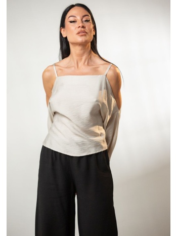 μπλουζα τιραντα με ανοιγμα στα μανικια εκρού