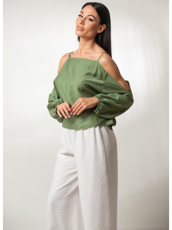 μπλουζα τιραντα με ανοιγμα στα μανικια σιέλ