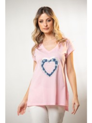 μπλουζα με τυπωμα στρας ροζ