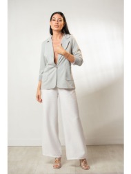 σακακι με κουμπι και φοδραρισμενη ριγα στο μανικι γκρι