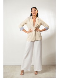 σακακι με κουμπι και φοδραρισμενη ριγα στο μανικι μπεζ