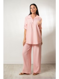 πουκαμισα βε με γυριστο μανικι ροζ