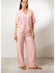 μπλουζα βε με ρεβερ στο μανικι ροζ