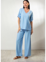 μπλουζα βε με γυριστο μανικι σιέλ