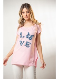 μπλουζα με τυπωμα και στρας μαύρο