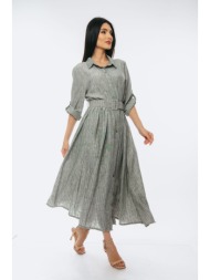 φορεμα μακρυ με ζωνη χακί