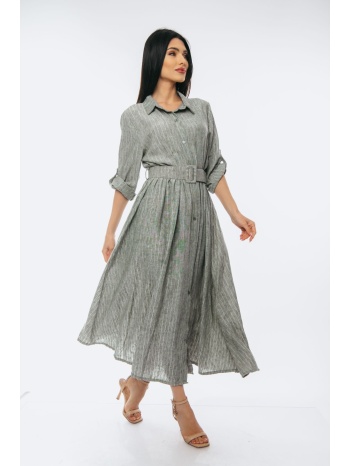 φορεμα μακρυ με ζωνη χακί σε προσφορά